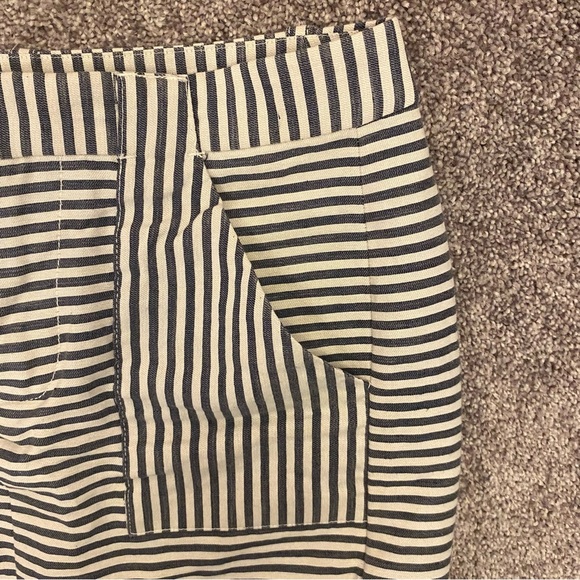Madewell Women's Mini Skirt Size 4 Linen Blend Striped Pockets Front Closure GUC - Picture 4 of 12
